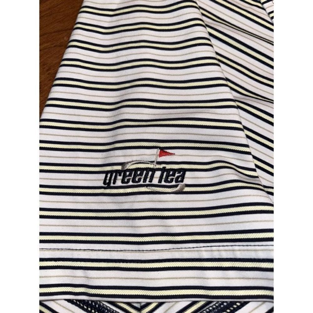 FJ FootJoy Shirt Mens XL White, yellow and blue Striped Golf Polo Lightweight Sh - Picture 4 of 7